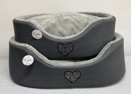 EH GIA ROUND BED SIZE 6 - DARK GREY + GREY PLUCHE