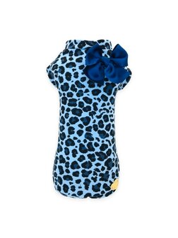 PP LEOPARD TSHIRT BLUE COTTON JERSEY (maat XS/S)