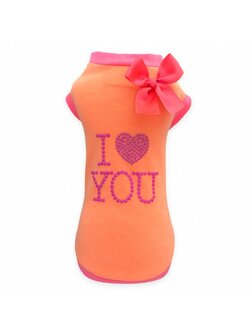 PP I LOVE YOU TSHIRT FLUO ORANGE COTTON JERSEY MAAT XS