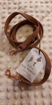 FIFI LEASH NORMAL  BROWN LEATHER + ROSE GOLD