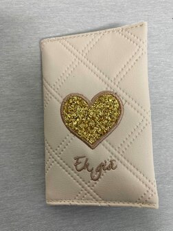 EH GIA PASPOORT HOESJE QUADRA OFF WHITE + GOUD HART