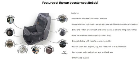 &quot;Ero Soft&quot; Dog Car Booster Seat VELVET DARK BEIGE M