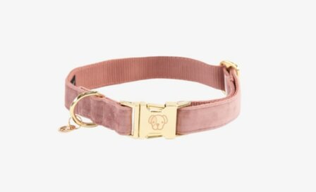 Hondenhalsband velvet oud roze