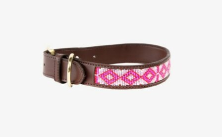 Hondenhalsband luxe parels roze