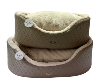 EH GIA ROUND BED SIZE 6 - SQUARE TAUPE + TAUPE PLUCHE