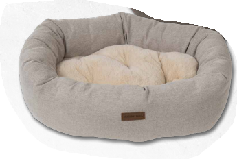 AB HOME&amp;AWAY Ovale Mand met Plush Kussen Beige-XS 60x46x18cm