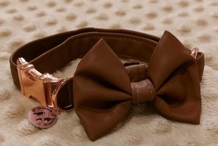 FIFI COLLAR QUINN + BOW BRUIN LEDER + ROSE GOLD