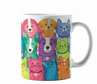 M-PETS PETJOY Mok Dierenfamilie - Gekleurd 350ml