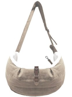 M&amp;P BALTAZAR SAC BANDOULIERE DAIM BEIGE/FOURRURE ECRU PT