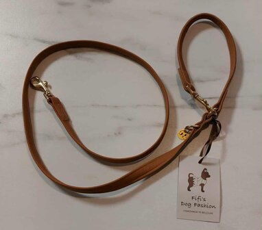 FIFI LEASH NORMAL CAMEL LEATHER + GOLD