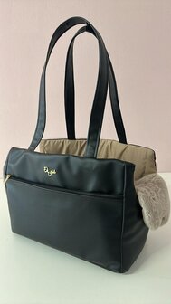 EH GIA MADEMOISELLE BAG BLACK + TAUPE PLUCHE+COTTON