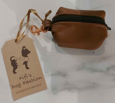 FIFI Snackbag Zipper ecoleder brown + rose gold
