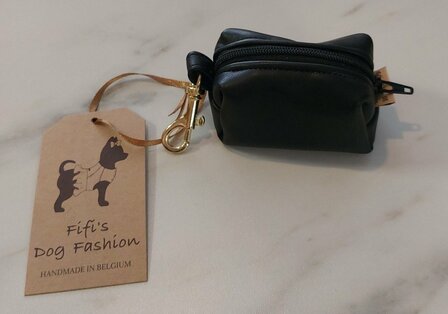 FIFI Poobag Zipper zwart ecoleder +  gold