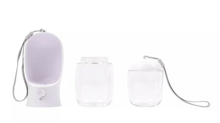 M-PETS on the road dog water bottle 300 ml - 2 in 1 - white chalk