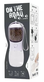 M-PETS on the road dog water bottle 300 ml - 2 in 1 - white chalk