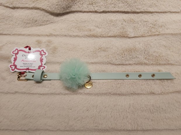 PomPom halsband aquamarina