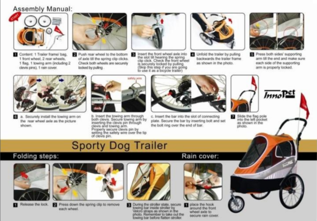 Innopet Sporty dog trailer Grijs/Lichtgrijs - gemonteerd