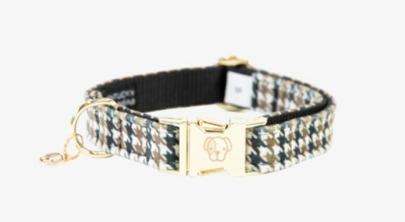 Hondenhalsband pied de poule bruin