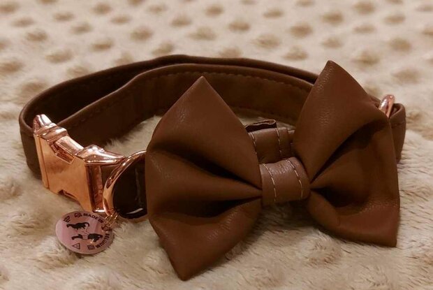 FIFI COLLAR QUINN + BOW BRUIN LEDER + ROSE GOLD