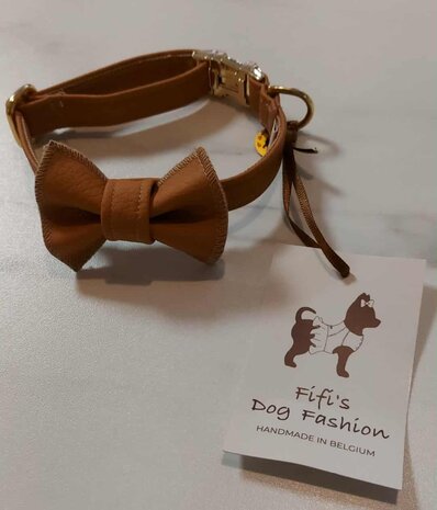 FIFI COLLAR QUINN + BOW CAMEL LEATHER + GOLD