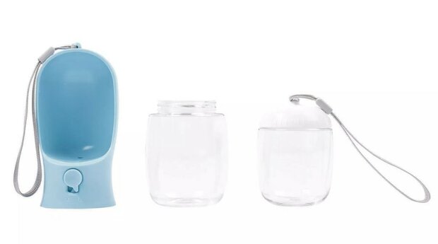 M-PETS on the road hond waterfles 300 ml - 2 in 1 - blauw