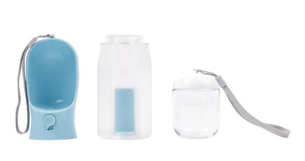 M-PETS on the road hond waterfles 600 ml - 3 in 1 - blauw