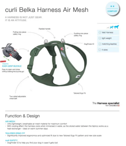 Curli All New Belka Comfort Harnas Moss