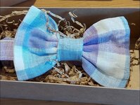 BOW TIE BRYSON SIZE L WHITE/BLUE SQUARES