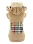 PICCOLI PETS TARTAN BERRY KNITEWOOL HOODIE CAMEL