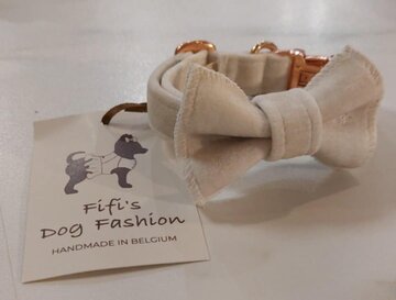 FIFI COLLAR QUINN + BOW ECRU VELVET + ROSE GOLD